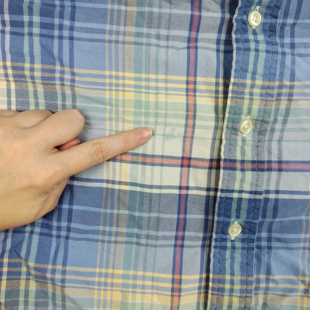 Ralph Lauren Plaid Button Down Shirt XL Blue Green Yellow Long Sleeve Flesh Pony